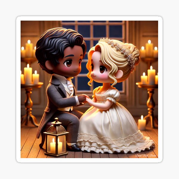 Item preview, Chibi Viktorianisches Paar bei Kerzenlicht – Romantische Szene designed and sold by MySheetMusicArt.