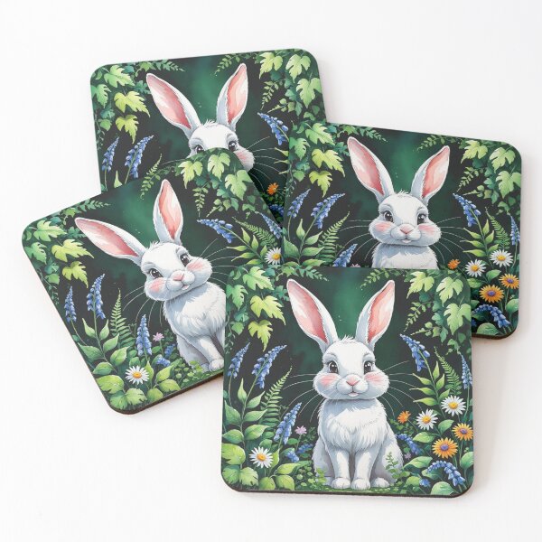 Artikelvorschau, Niedlicher und entzückender Hase sitzt glücklich umgeben von Wildblumen entworfen und verkauft von Nature's Palette.