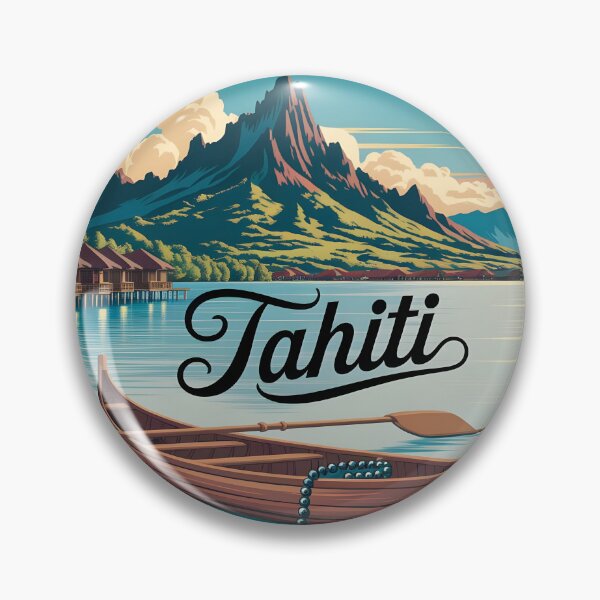 Item preview, Tahiti Travel Poster: Vintage Volcanic Peaks & Turquoise Bay designed and sold by LSVart.