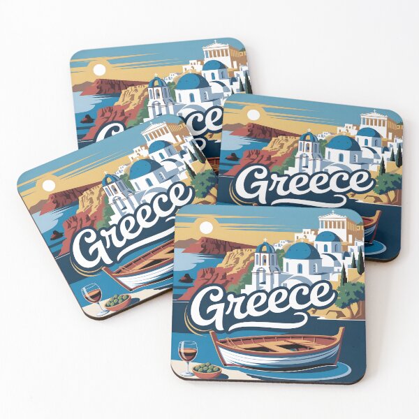 Item preview, Greece Travel Poster: Santorini, Acropolis & Mediterranean Vintage Charm designed and sold by LSVart.