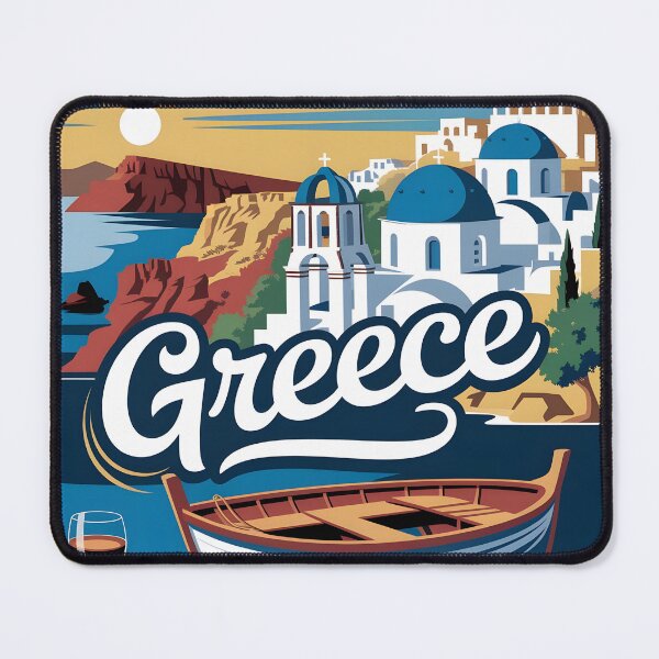 Item preview, Greece Travel Poster: Santorini, Acropolis & Mediterranean Vintage Charm designed and sold by LSVart.