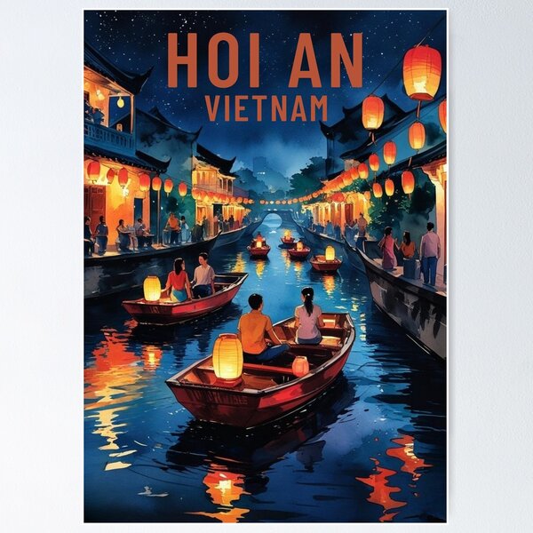 Item preview, Hoi An Poster, Vietnam Wall Art, Lanterns River designed and sold by Bits & Bops Boutique.