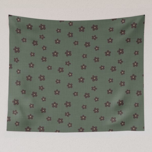 Item preview, Rustic Green & Maroon Daisy Pattern – Earthy Vintage Floral Design designed and sold by namibear.