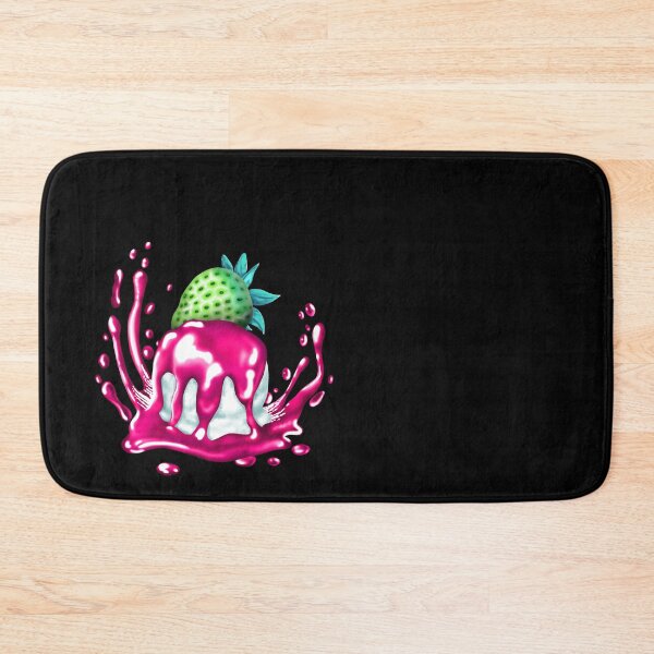 Item preview, A delicious and peculiar green strawberry with neon turquoise leaves and neon pink sauce, with ice cream underneath designed and sold by katecheerycake.