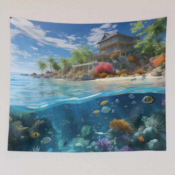 Item preview, Paradise's Tranquil Waters designed and sold by DrawnThreads.