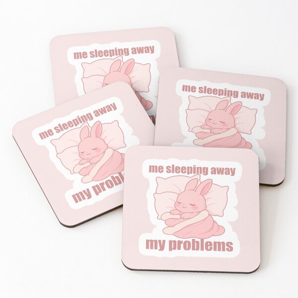 Item preview, Cute Bunny Sleeping Meme – "Me Sleeping Away My Problems" Funny Mental Health Gift designed and sold by GlowInSnow.