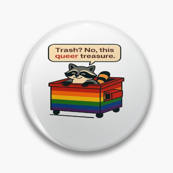 Item preview, Queer Treasure Raccoon in Rainbow Bin designed and sold by Owcomm.