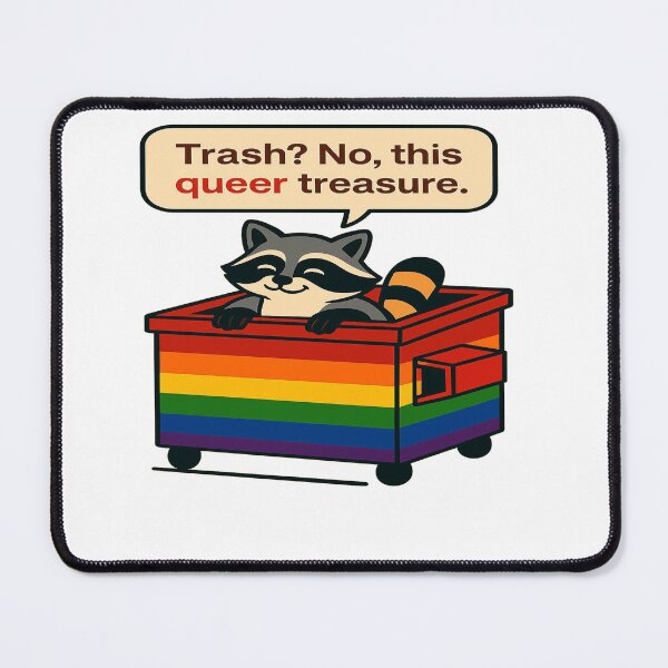 Item preview, Queer Treasure Raccoon in Rainbow Bin designed and sold by Owcomm.