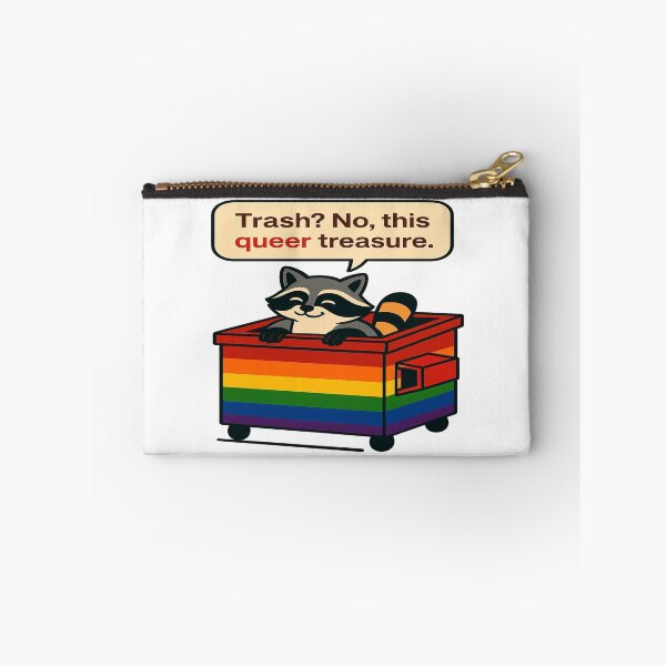 Item preview, Queer Treasure Raccoon in Rainbow Bin designed and sold by Owcomm.