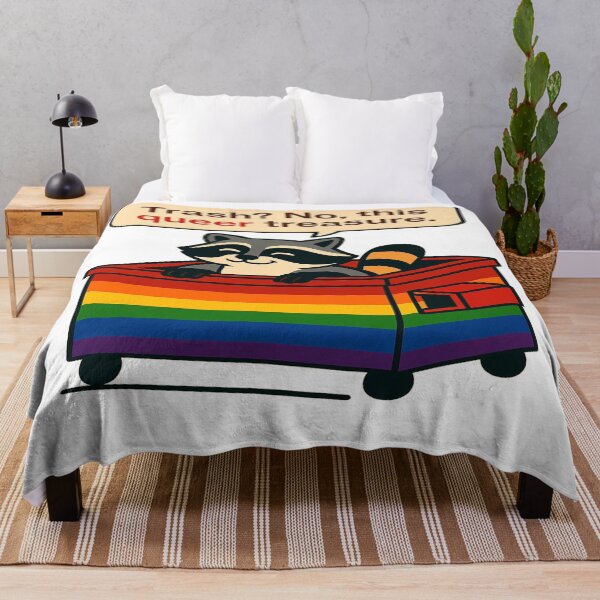Item preview, Queer Treasure Raccoon in Rainbow Bin designed and sold by Owcomm.