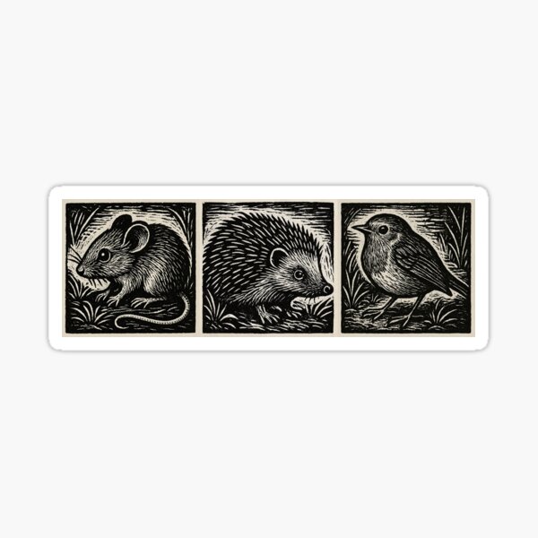Item preview, Creatures of the English Country Garden Woodcut Triptych designed and sold by est03architex.