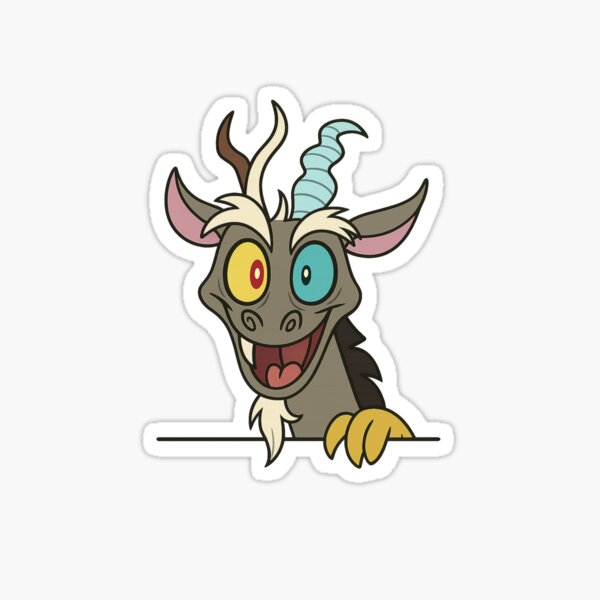 Item preview, Discord Peeker Sticker – Chaotic Spirit MLP Design with Mischievous Grin designed and sold by Rushurban.