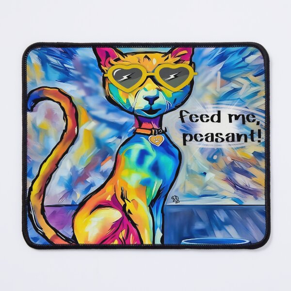 Item preview, Bossy Rainbow Cat Art – Feed Me, Peasant! designed and sold by gleefulme.