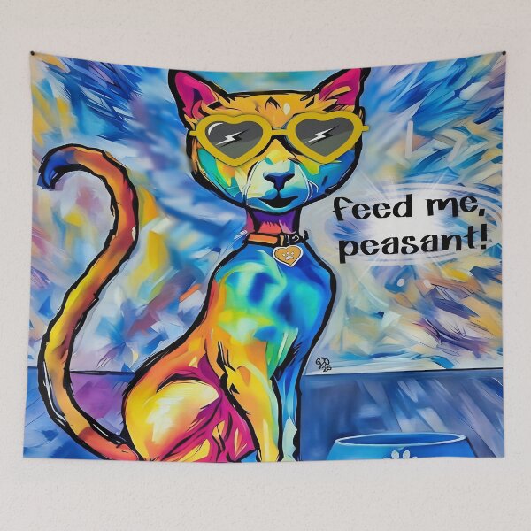 Item preview, Bossy Rainbow Cat Art – Feed Me, Peasant! designed and sold by gleefulme.