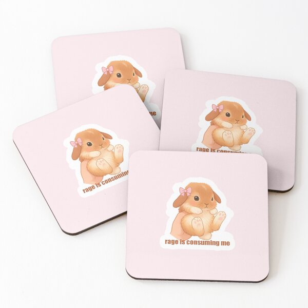 Item preview, Angry Cute Bunny with Pink Bow – Rage Is Consuming Me Meme Sticker designed and sold by GlowInSnow.
