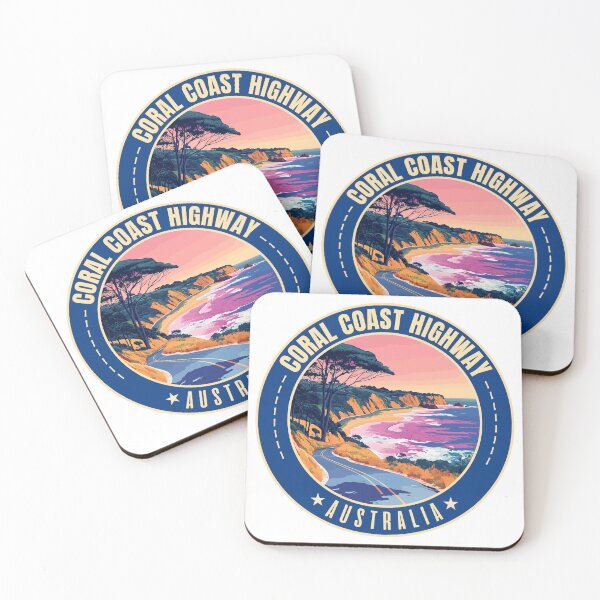 Item preview, Coral Coast Highway, Perth – Exmouth in Australia Retro Travel Art Circle Emblem designed and sold by MaateoDesign.