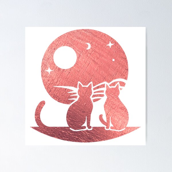 Item preview, Feline Universe Two Cats Pink Metal designed and sold by soapblossom.