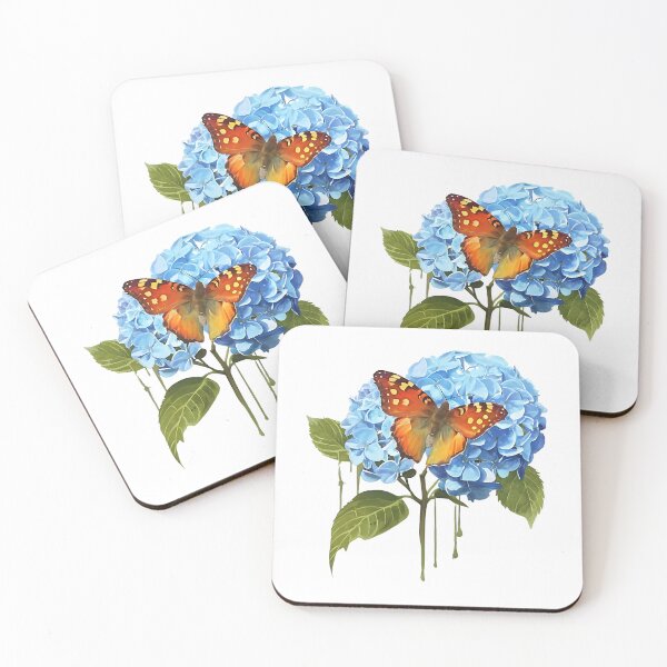 Item preview, Colias Erate Butterfly blue hydrangea flower v2 designed and sold by Ann Miu Deluxe.