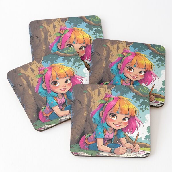 Item preview, Colorful girl writing down thoughts designed and sold by xAliceDx.