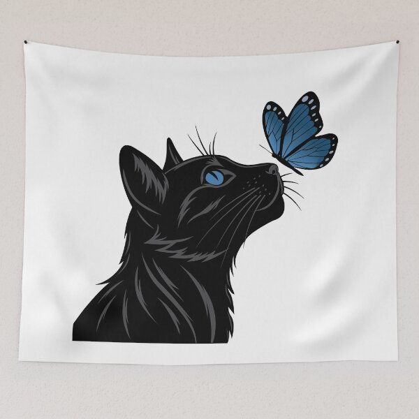 Item preview, Black Cat Blue Butterfly designed and sold by nikolaj1301.