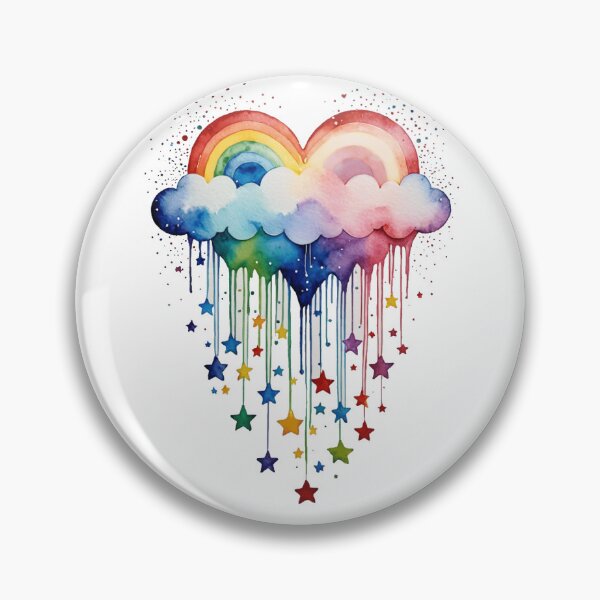 Item preview, Drippy Rainbow Heart and clouds Raining Stars and confetti designed and sold by Zencookie.