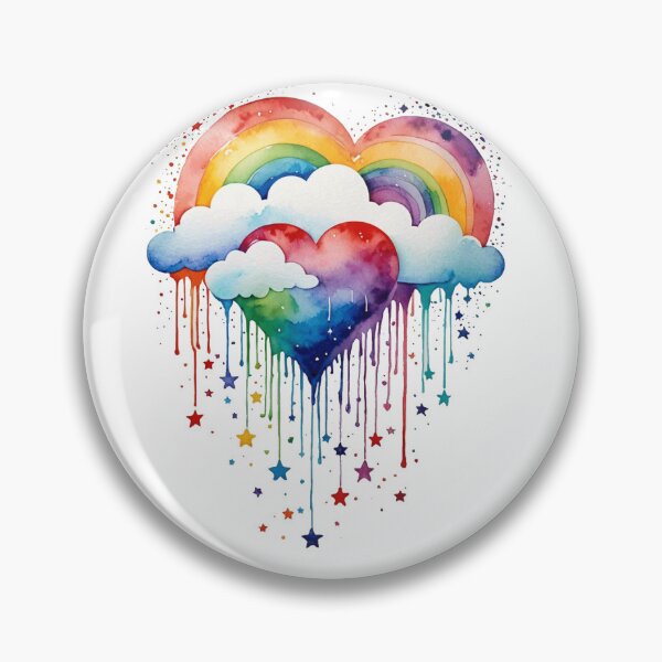 Item preview, Drippy Rainbow Heart confetti Hug and rainclouds raining stars designed and sold by Zencookie.