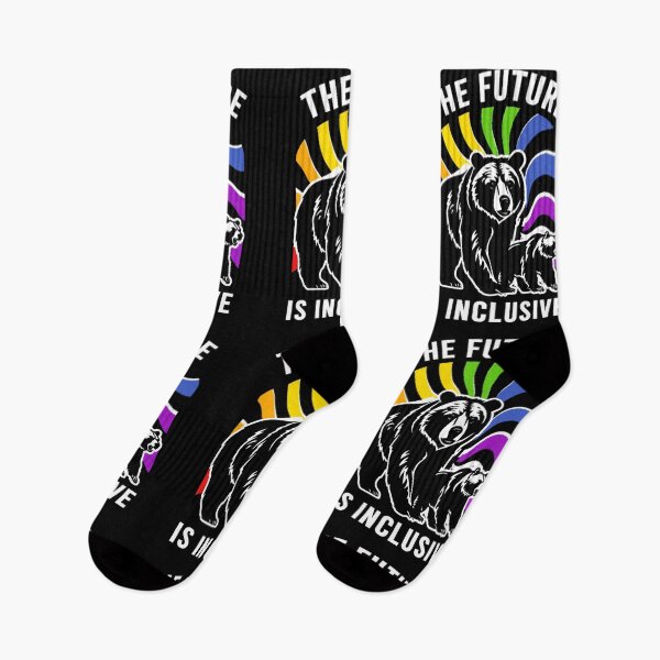 Item preview, The Future is Inclusive - Cute LGBTQIA+ Bear with Rainbow & Sun designed and sold by Dmetalx Art Apparel.