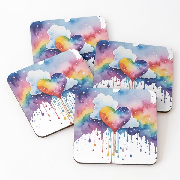 Item preview, drippy rainbow clouds and heart designed and sold by Zencookie.