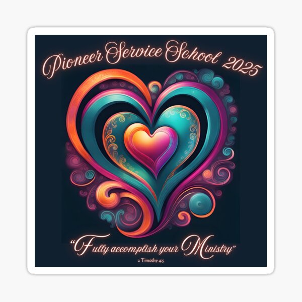 Item preview, JW Pioneer School 2025 Hearts Orange Teal Magenta designed and sold by PepperpotArt.