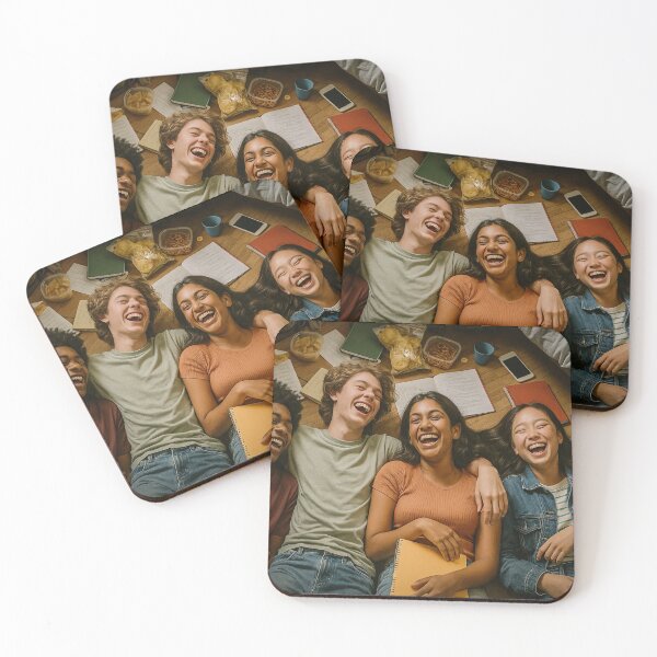 Item preview, Students laughing on dorm floor designed and sold by soulofalion.