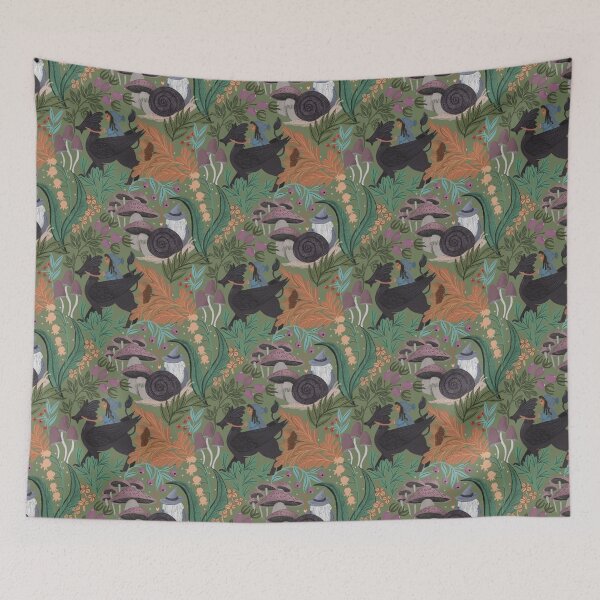 Item preview, Cryptid Dragon & Gnome Forest Pattern – Whimsical Snails, Mushrooms & Enchanted Woods Jemma Jamie Skidmore  designed and sold by Jemma Jamie Skidmore.