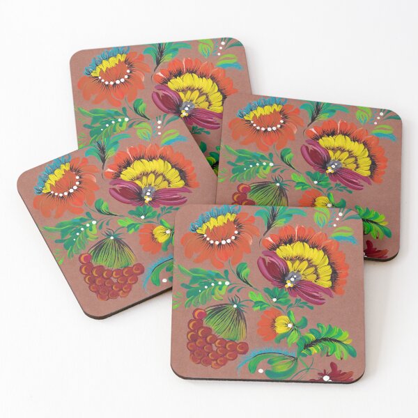 Item preview, Warm floral splendor – hand-painted nature on brown paper designed and sold by BohoCow.