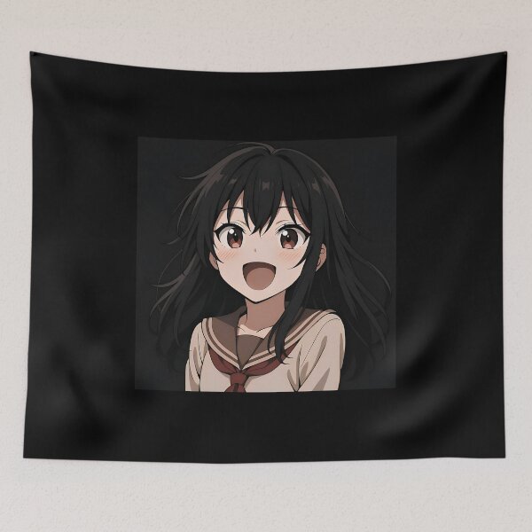 Item preview, Cute Anime Girl Smiling in School Uniform - Energetic Expression designed and sold by Amr Siam.