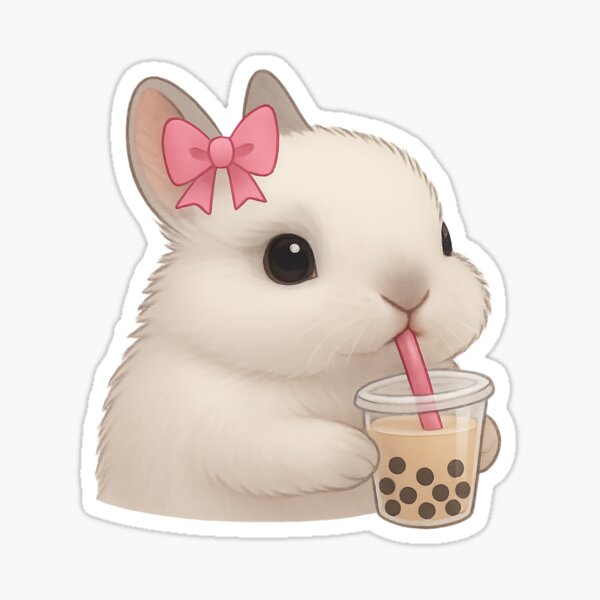 Artikel-Vorschau von Kokettes Häschen mit Boba-Tee – Kawaii Aesthetic Bubble Tea Art, designt und verkauft von GlowInSnow.