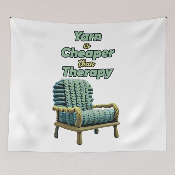 Item preview, Yarn is Cheaper than Therapy – Knitting and Crafting Design designed and sold by DrainedUwU.