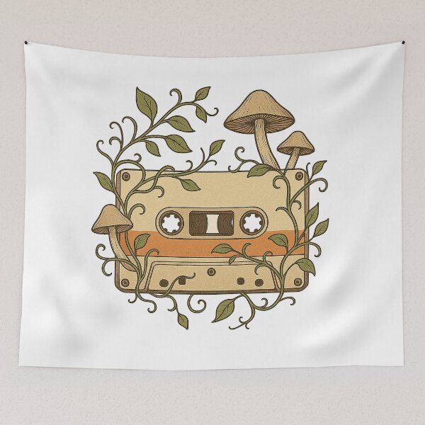 Item preview, Overgrown Cassette – Minimalist Nature Meets Retro Tech designed and sold by supersanko.