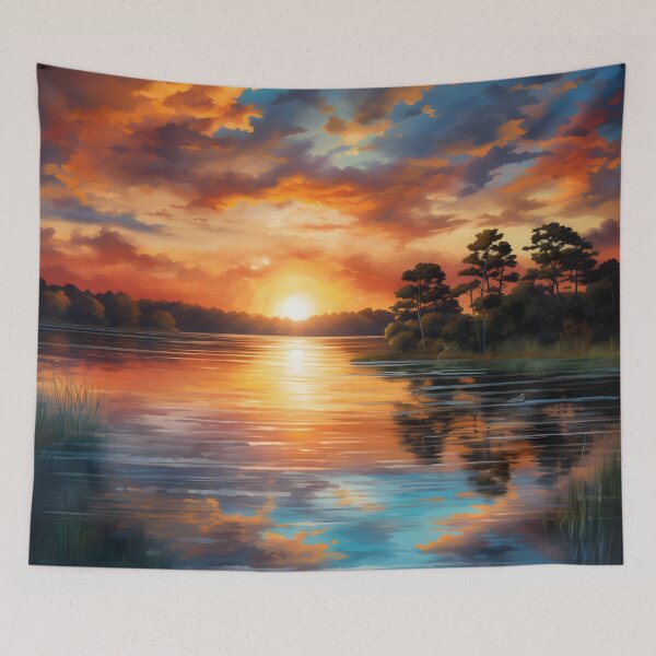 Item preview, Lake's Serene Canvas designed and sold by DrawnThreads.