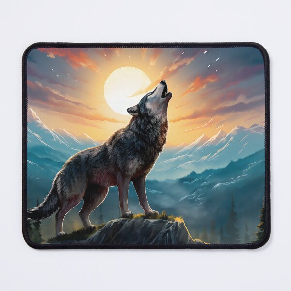 Aperçu de l'œuvre Wild Moon Sonata: The Majestic Howl of a Lone Wolf créée et vendue par DrawnThreads.
