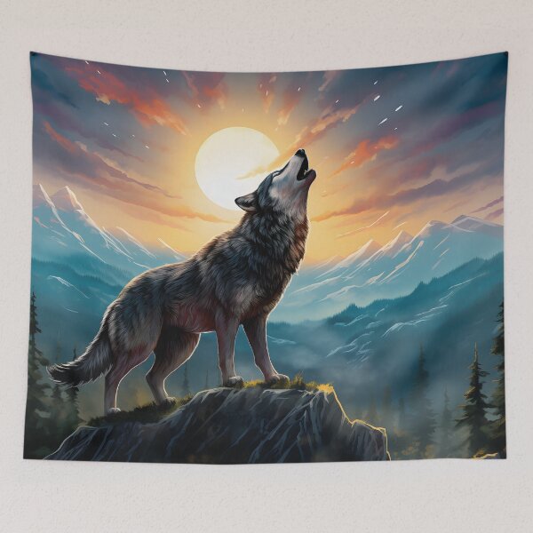 Item preview, Wild Moon Sonata: The Majestic Howl of a Lone Wolf designed and sold by DrawnThreads.