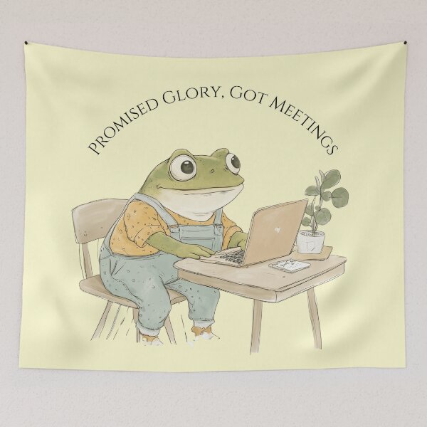 Item preview, Cute Frog Office Job Life | Funny Sarcastic Overstimulated Fantasy Animal Memes designed and sold by Envision Designs.