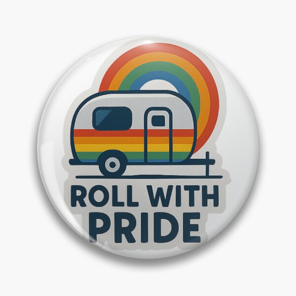 Item preview, Roll With Pride – Retro Rainbow Airstream Pride Sticker designed and sold by Healy’s Awesome Designs.