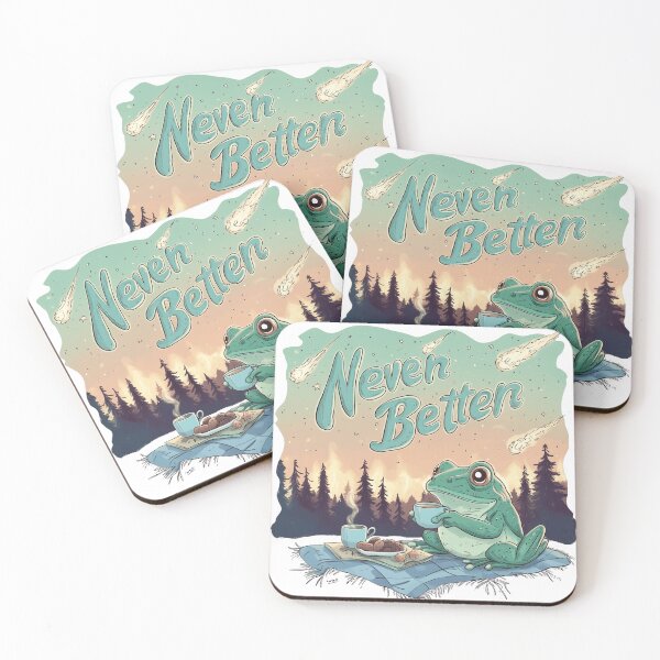 Item preview, Funny Never Better Frogs Doodle Meme – Cute Toad Drinking Tea During Chaos designed and sold by Envision Designs.