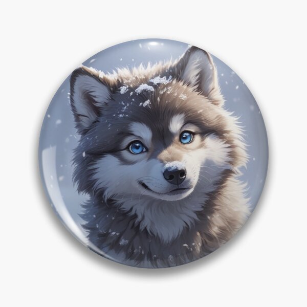 Item preview, Blue-Eyed Baby Wolf in the Snow designed and sold by AthiraCreate.