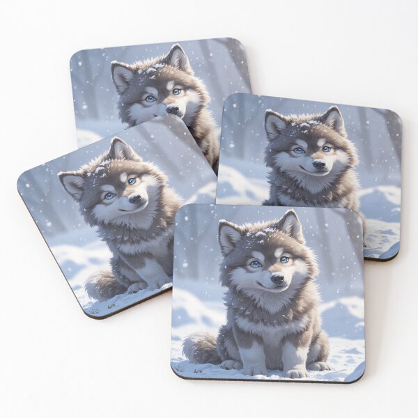 Item preview, Blue-Eyed Baby Wolf in the Snow designed and sold by AthiraCreate.