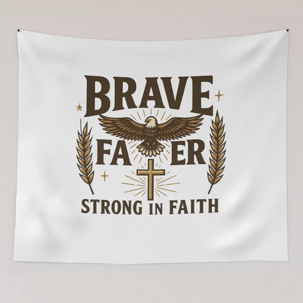 Item preview, Brave Faithful Dad – Christian Father with Eagle and Cross designed and sold by JenniferCreaArte .