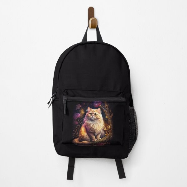 Item preview, Fluffy Persian cat with colorful flowers in gold and pink designed and sold by angel-cat-22.