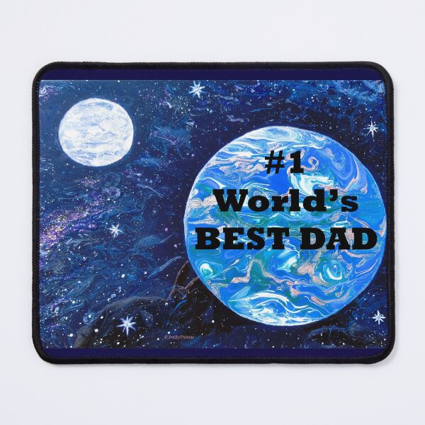 Item preview, "#1 World’s Best Dad!", Earth, planet, moon, stars, Original by ArtByTristine designed and sold by ArtByTristine.