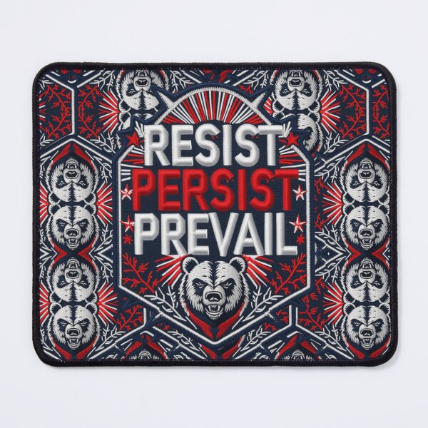 Item preview, Bold Resist Persist Prevail Bear Embroidered Patch Design designed and sold by ArtDesignTp.