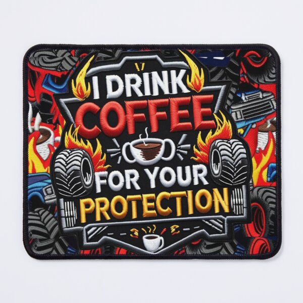 Item preview, Funny Coffee Monster Truck Embroidered Patch Design designed and sold by ArtDesignTp.