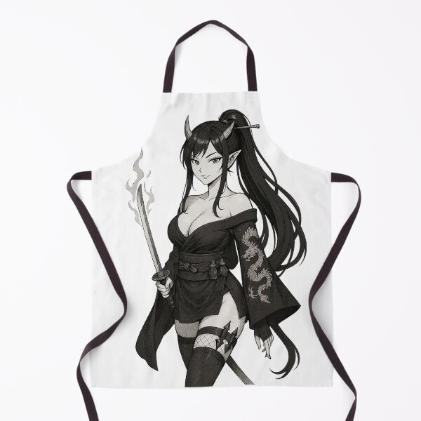 Item preview, Demon Samurai Girl with Fiery Katana designed and sold by QuirkWears.